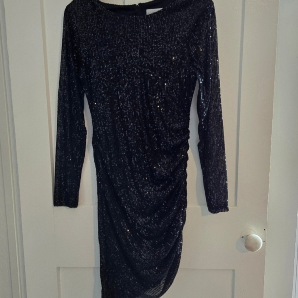 Premier Black Sequin Long‎ Sleeve Coctail Dress, Size 8, Elegant & Beautiful On!